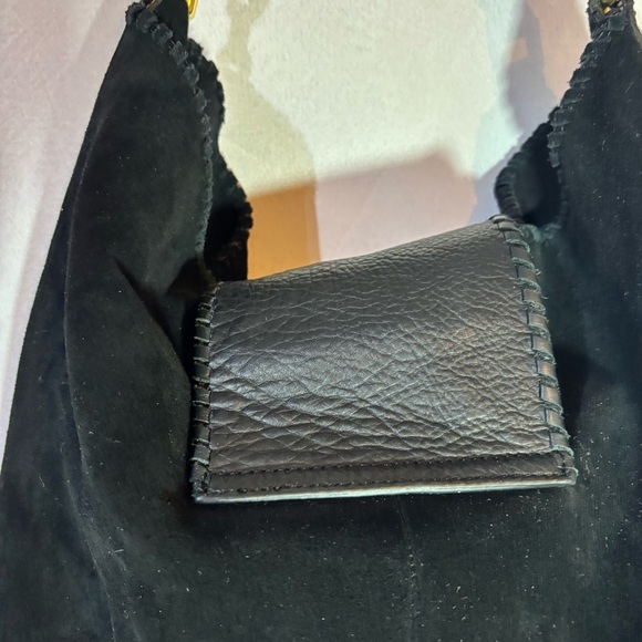 Margot Black Fringe Suede Shoulder Hobo Bag - Picture 6 of 11